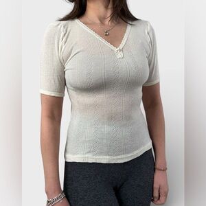 Damart  Wool Thermolactyl Blend Pointelle T-shirt